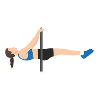 Woman doing front lever on a bar calisthenics exercise. vector