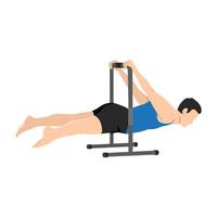 Man doing back lever calisthenics pose. vector