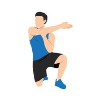 Man doing stretch lunge exercise. vector