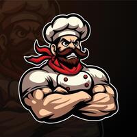 Illustration of a chef with his arms crossed on a dark background vector