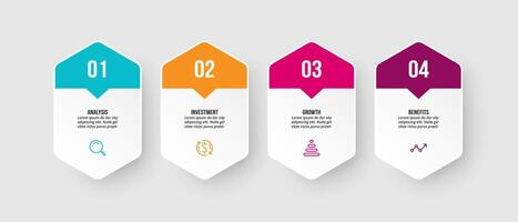 Label 4 steps infographic tempate. vector