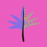 Groovy abstract tropical leaf. Jungle palm leaf on the pink background. Neon trippy poster. illustration vector