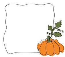 Simple Pumpkin Frame. Continuous one line drawing. Halloween and Thanksgiving template. Autumn and harvest. illustration. vector