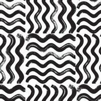 Hand drawn grunge style weaving seamless pattern. Black and white waves texture. Geometric simple print. Modern print for textile, fabric, wallpaper, wrapping, scrapbook and packaging vector