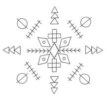 Ethnic pattern with morocco berber symbols in outline style vector