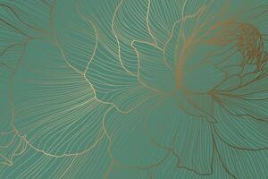 Stunningly Elegant Floral Patterns Featuring Gold Lines Set Against a Rich Teal Background. A stylish floral design featuring elegant gold lines beautifully presented against a calming teal backdrop. vector