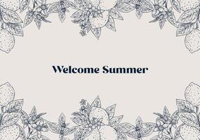 Hand Drawn Welcome Summer Banner with Lemon Frame vector