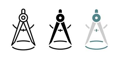 Divider icon. Drawing compass illustration. Drafting compass symbol. Geometric divider sign. Architect tool pictogram. Engineering precision technical instrument. School math tool. vector