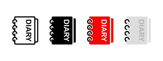 Diary icon. Personal or school diary illustration. Red notebook with spiral binding symbol. Studying planner sign. Sketchbook pictogram. Stationary paper book concept. vector