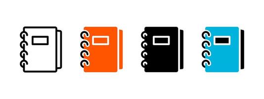 Notebook icon. Notepad symbol. Personal diary with spiral binder illustration. School educational textbook sign. Book cover with wire binding pictogram. Office document folder concept vector