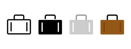 Suitcase icon. Briefcase illustration. Job symbol. Brown handle work bag for emloyee sign. Office labor concept. Business baggage pictogram. vector