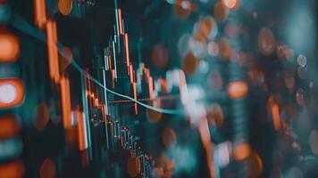 Stock price exchange monitor graph broker finance growth ar ai trend algorithm investment portfolio drop price analysis profit buy sell cryptocurrency crypto business financial glowing video