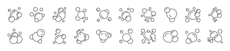 Collection of icons of Foam for Advertisement. Suitable for books, stores, shops. Editable stroke in minimalistic outline style. Symbol for design vector