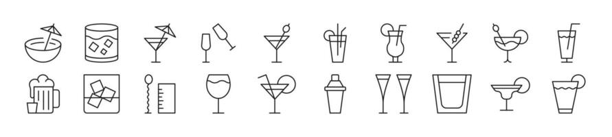 Various beverages Linear icons collection. Editable stroke. Simple linear illustration for web sites, newspapers, articles book vector