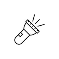 Flashlight icon for Advertisement. Suitable for books, stores, shops. Editable stroke in minimalistic outline style. Symbol for design vector