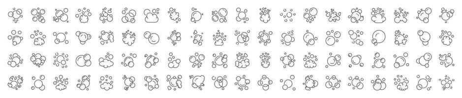 Collection of Symbols of Bubbles and Foam for Advertisement. Suitable for books, stores, shops. Editable stroke in minimalistic outline style. Symbol for design vector