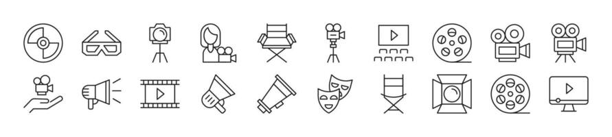 Movie Linear icons collection. Editable stroke. Simple linear illustration for web sites, newspapers, articles book vector