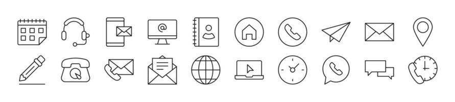 Contact us line icons collection. Editable stroke. Simple linear illustration for web sites, newspapers, articles book vector