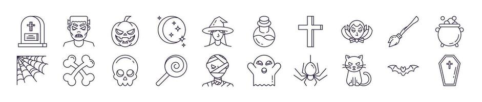 Line Signs of Halloween for Adverts. Suitable for books, stores, shops. Editable stroke in minimalistic outline style. Symbol for design vector