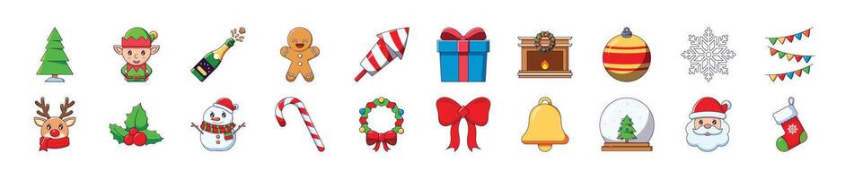 Christmas and New Year Cartoon Illustrations for websites, apps, banners for Infographics, Books, Banners vector