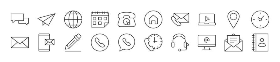 Contact us linear icons collection. Editable stroke. Simple linear illustration for web sites, newspapers, articles book vector