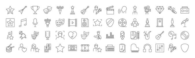 Line Signs of actor, singer, music and theatre for Adverts. Suitable for books, stores, shops. Editable stroke in minimalistic outline style. Symbol for design vector