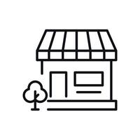 Tree by Shop and Store Isolated Line Icon. Perfect for web sites, apps, UI, internet, shops, stores. Simple image drawn with black thin line vector
