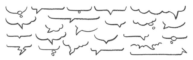 Cute crayon frame speech bubble set. Bottom part. illustration. vector