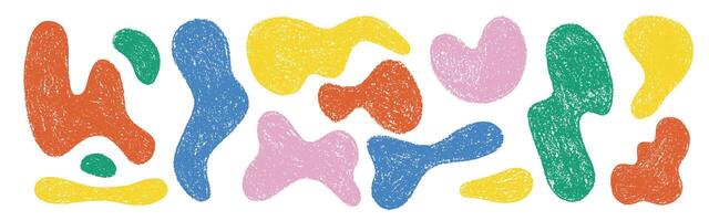 Liquid abstract shapes drawn by hand. Crayon texture. illustration. vector