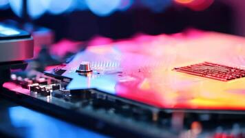Microchip production printing processor CPU component AI memory storage microelectronics assembly semiconductor technology industry manufacturing computer circuit board equipment video