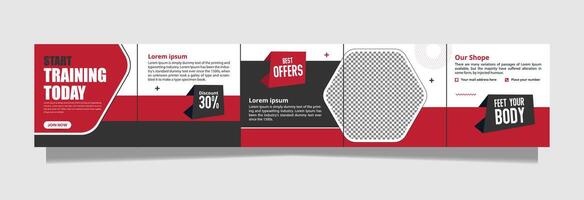 Gym Carousel Template Social Media Post Carousel Template Design vector