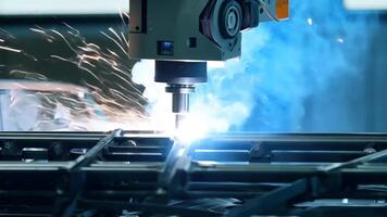 Car manufacturing production line modern assembly welding chassis automotive industry workshop line factory automobile technology research robot arm automation progress precision quality video