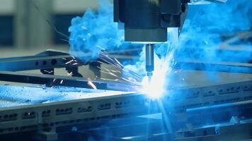 Car manufacturing production line modern assembly welding chassis automotive industry workshop line factory automobile technology research robot arm automation progress precision quality video