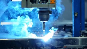 Car manufacturing production line modern assembly welding chassis automotive industry workshop line factory automobile technology research robot arm automation progress precision quality video