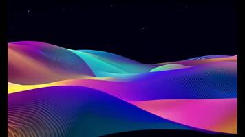 Abstract futuristic neon waves on a simple dark background technology glowing flowing rainbow colorful texture vibrant wallpaper AI cyberspace developing internet connection network wave video