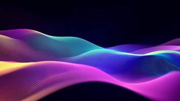 Abstract futuristic neon waves on a simple dark background technology glowing flowing rainbow colorful texture vibrant wallpaper AI cyberspace developing internet connection network wave video