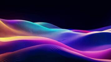 Abstract futuristic neon waves on a simple dark background technology glowing flowing rainbow colorful texture vibrant wallpaper AI cyberspace developing internet connection network wave video