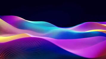 Abstract futuristic neon waves on a simple dark background technology glowing flowing rainbow colorful texture vibrant wallpaper AI cyberspace developing internet connection network wave video