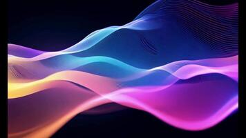 Abstract futuristic neon waves on a simple dark background technology glowing flowing rainbow colorful texture vibrant wallpaper AI cyberspace developing internet connection network wave video
