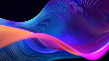 Abstract futuristic neon waves on a simple dark background technology glowing flowing rainbow colorful texture vibrant wallpaper AI cyberspace developing internet connection network wave video