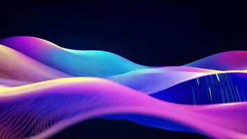 Abstract futuristic neon waves on a simple dark background technology glowing flowing rainbow colorful texture vibrant wallpaper AI cyberspace developing internet connection network wave video