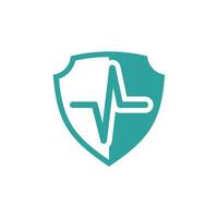 Healthcare Pulse Shield Icon Template vector