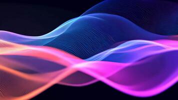 Abstract futuristic neon waves on a simple dark background technology glowing flowing rainbow colorful texture vibrant wallpaper AI cyberspace developing internet connection network wave video