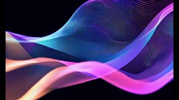 Abstract futuristic neon waves on a simple dark background technology glowing flowing rainbow colorful texture vibrant wallpaper AI cyberspace developing internet connection network wave video
