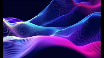 Abstract futuristic neon waves on a simple dark background technology glowing flowing rainbow colorful texture vibrant wallpaper AI cyberspace developing internet connection network wave video