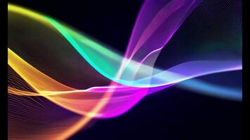 Abstract futuristic neon waves on a simple dark background technology glowing flowing rainbow colorful texture vibrant wallpaper AI cyberspace developing internet connection network wave video