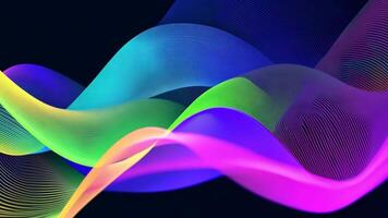 Abstract futuristic neon waves on a simple dark background technology glowing flowing rainbow colorful texture vibrant wallpaper AI cyberspace developing internet connection network wave video