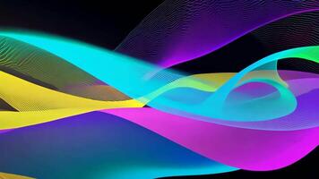Abstract futuristic neon waves on a simple dark background technology glowing flowing rainbow colorful texture vibrant wallpaper AI cyberspace developing internet connection network wave video