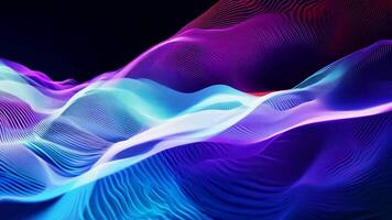 Abstract futuristic neon waves on a simple dark background technology glowing flowing rainbow colorful texture vibrant wallpaper AI cyberspace developing internet connection network wave video