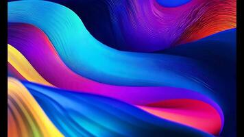 Abstract futuristic neon waves on a simple dark background technology glowing flowing rainbow colorful texture vibrant wallpaper AI cyberspace developing internet connection network wave video